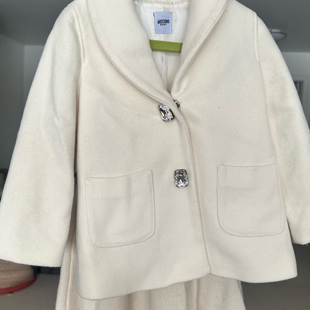 Moschino Ivory Faux Fur Collar Coat - Picture 12 of 12